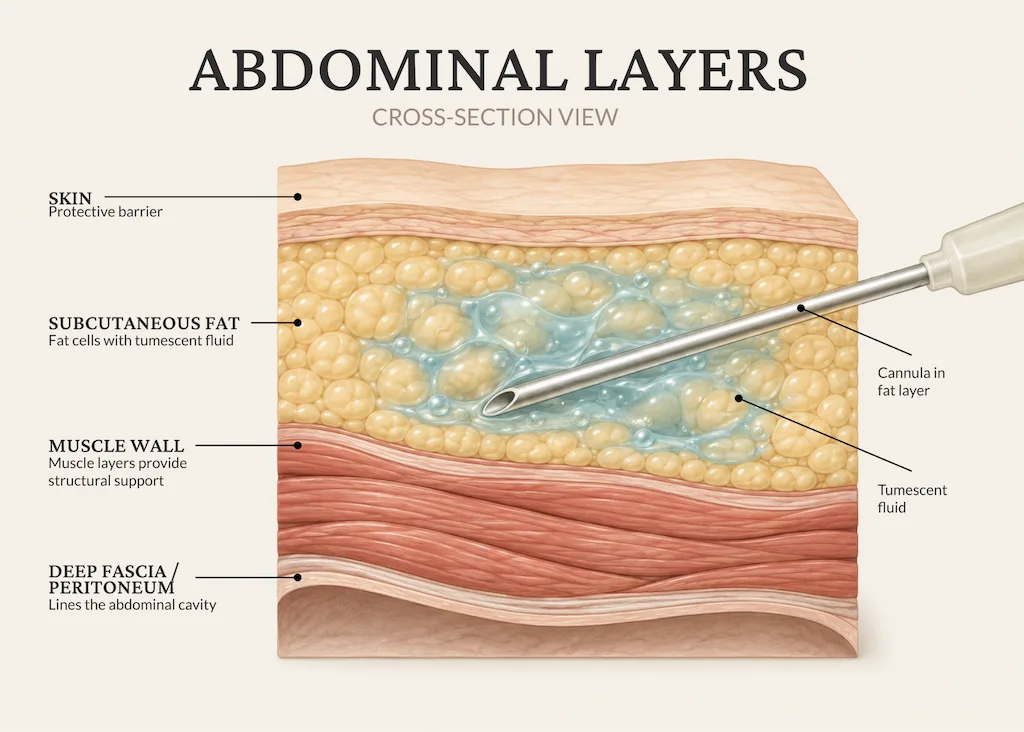 How is stomach liposuction performed?